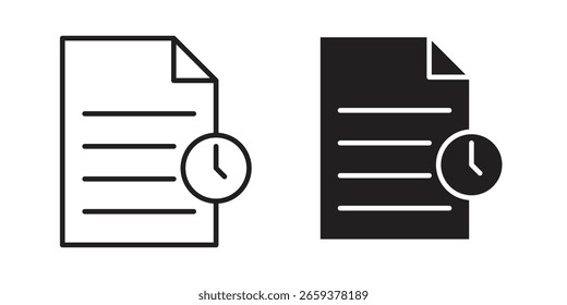 Conjunto de iconos de archivos temporales, línea y estilo de glifo negro para el Sitio web de App de alimentos.