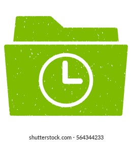 Temporary Folder grainy textured icon for overlay watermark stamps. Flat symbol with dirty texture. Dotted vector light green ink rubber seal stamp with grunge design on a white background.