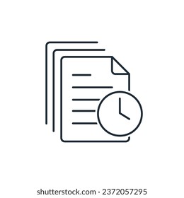 Instrucciones temporales, prescripción.Icono lineal vector aislado en fondo blanco.