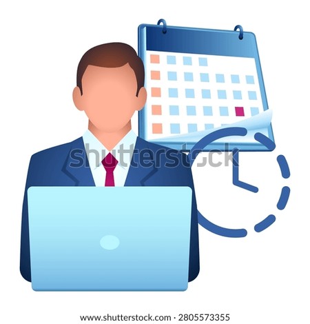 Temporary Job Icon, Temporary Employment, Fixed Term Work, Short-Term Contract, Calendar Schedule Illustration