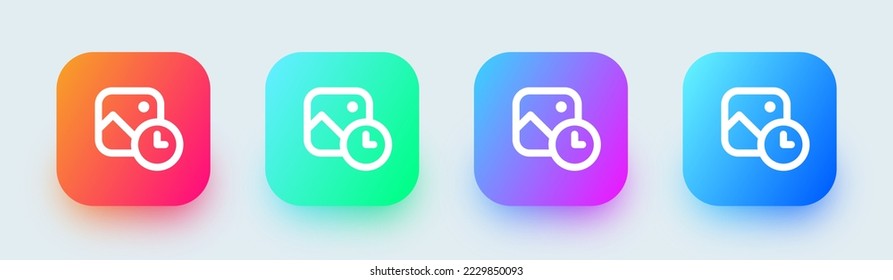 Temporary line icon in square gradient colors. Limited time signs vector illustration.