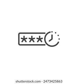 Temporary Password line icon. linear style sign for mobile concept and web design. Clock with a password key outline vector icon. Symbol, logo illustration. Vector graphics