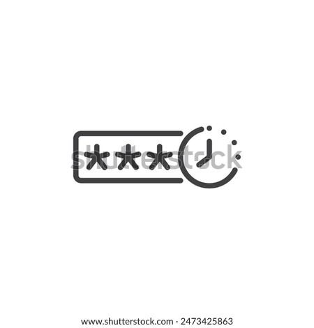 Temporary Password line icon. linear style sign for mobile concept and web design. Clock with a password key outline vector icon. Symbol, logo illustration. Vector graphics