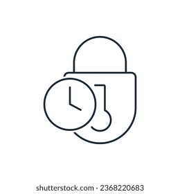 protección temporal. Limitación de tiempo.  Icono lineal vectorial aislado en fondo blanco.