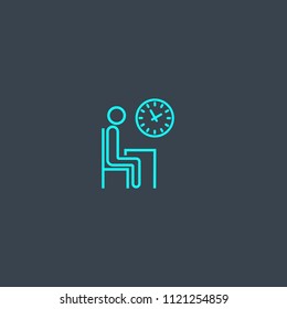 Temporary recruitment concept blue line icon. Simple thin element on dark background. Temporary recruitment concept outline symbol design from HR set. Can be used for web and mobile UI/UX