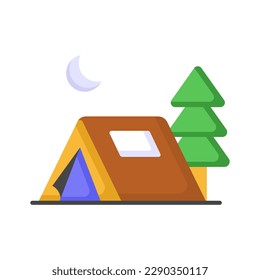 A temporary shelter made of fabric and designed for outdoor camping, providing protection from the elements and a place to sleep