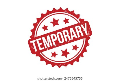 Temporary Stamp. Red Temporary Rubber grunge Stamp