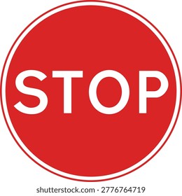 Temporary Stop Sign Traffic Control Red Circle Warning Illustration