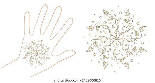 Temporary tattoo floral mandala template