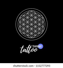 Temporary tattoo layout.  Sacred geometry ornment.  Flower of life.