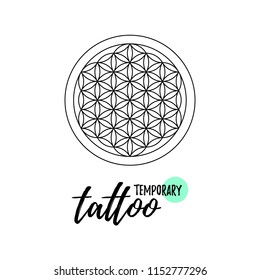 Temporary tattoo layout.  Sacred geometry ornment.  Flower of life.