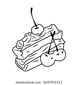 A tempting cake topped with fresh cherries, smooth chocolate drip, and fluffy whipped cream against a transparent background, ideal for dessert and celebration themes.