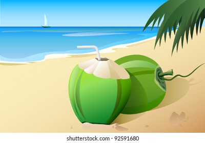 Tempting coconuts on the beach