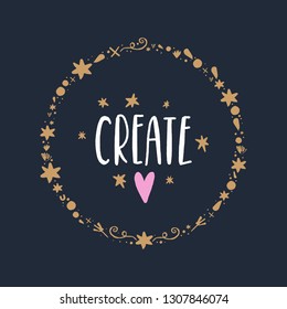 Tempting cute typography lettering postcard or poster. Create motivational text. Vector illustration