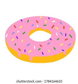 tempting pink doughnut for breakfast