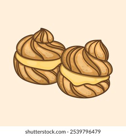 Bolo de soes tentador isolado no fundo rosa