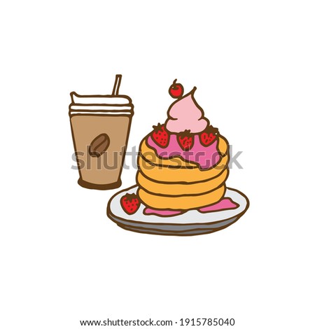 Tempting taste, charming visuals! Delve into our image showcasing a scrumptious pancake topped with fresh strawberry jam and alluring cherries, an ode to culinary finesse.