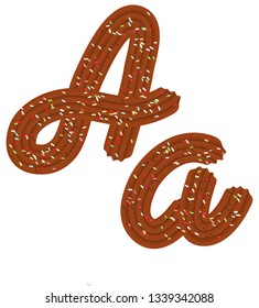 Tempting typography. Font design. Icing letter. Sweet 3D letter  A of the chocolate cream and candy. Vector