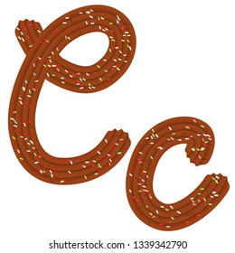 Tempting typography. Font design. Icing letter. Sweet 3D letter  C  of the chocolate cream and candy. Vector