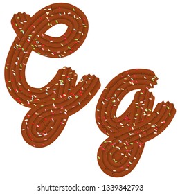 Tempting typography. Font design. Icing letter. Sweet 3D letter  G of the chocolate cream and candy. Vector