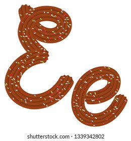 Tempting typography. Font design. Icing letter. Sweet 3D letter  E of the chocolate cream and candy. Vector