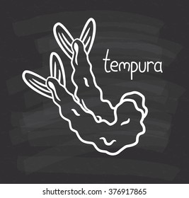 tempura doodle on chalkboard  background