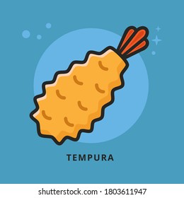 Tempura Food Symbol Logo Illustration. Shrimp Seafood Icon Vector for Sticker and Mascot Conceptual