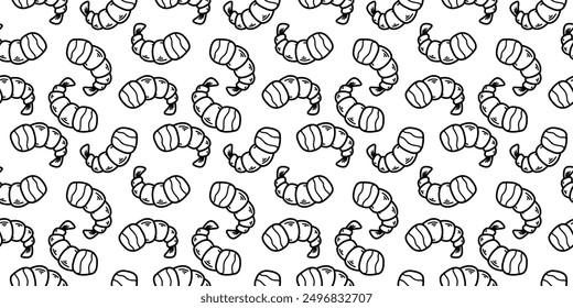 tempura fried shrimp seamless pattern. crispy shrimp tempura pattern background. Doodle Tempura Shrimp Pattern Background. fried shrimp pattern.