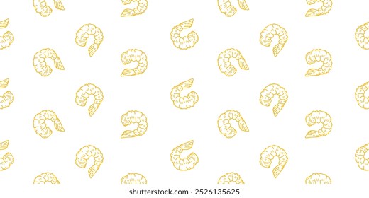 tempura fried shrimp seamless pattern. crispy shrimp tempura pattern background. Tempura Shrimp Pattern Background. fried shrimp pattern.