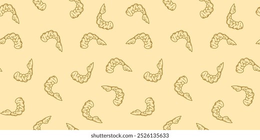 padrão sem emenda de camarão frito tempura. padrão de tempura de camarão crocante plano de fundo. Tempura Shrimp Pattern Background. padrão de camarão frito.