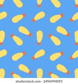 Tempura fried shrimp vector isolated illustration. Tempura fried shrimp pattern.