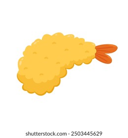 Vector de camarones fritos de tempura ilustración aislada. Camarones fritos de tempura sobre fondo blanco.