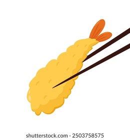 Tempura fried shrimp vector isolated illustration. Tempura fried shrimp on white background.