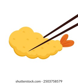 Tempura fried shrimp vector isolated illustration. Tempura fried shrimp on white background.