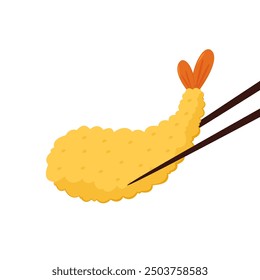 Tempura gebratene Garnelen, Vektorgrafik einzeln. Tempura frittierte Garnelen auf weißem Hintergrund.