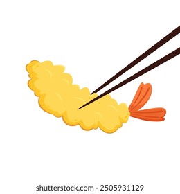Tempura fried shrimp vector isolated illustration. Tempura fried shrimp on white background.