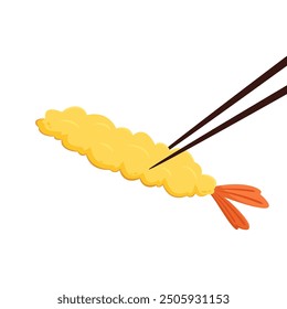 Tempura fried shrimp vector isolated illustration. Tempura fried shrimp on white background.