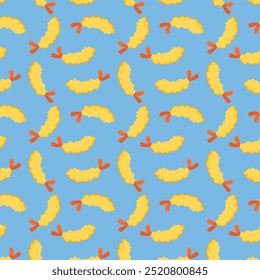 Vetor de camarão frito Tempura ilustração isolada. Padrão de camarão frito Tempura.