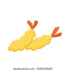 Vector de camarones fritos de tempura ilustración aislada. Camarones fritos de tempura sobre fondo blanco.