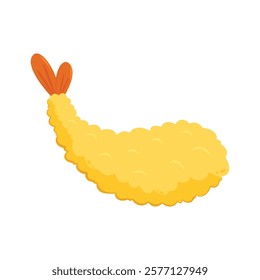 Tempura fried shrimp vector isolated illustration. Tempura fried shrimp on white background.