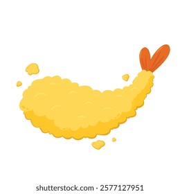 Tempura fried shrimp vector isolated illustration. Tempura fried shrimp on white background.