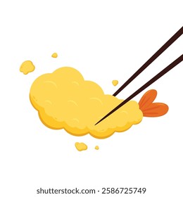 Tempura fried shrimp vector isolated illustration. Tempura fried shrimp on white background.