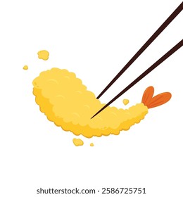 Tempura fried shrimp vector isolated illustration. Tempura fried shrimp on white background.