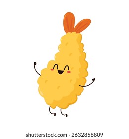 Tempura gebratene Garnelen, Vektorgrafik einzeln. Tempura frittierte Garnelen auf weißem Hintergrund.