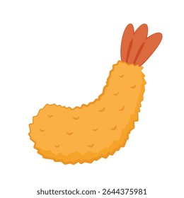 Tempura fried shrimp vector isolated illustration. Tempura fried shrimp on white background.