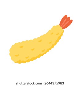 Tempura fried shrimp vector isolated illustration. Tempura fried shrimp on white background.