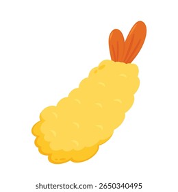 Vetor de camarão frito Tempura ilustração isolada. Camarão frito Tempura sobre fundo branco.