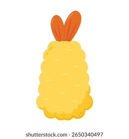 Vetor de camarão frito Tempura ilustração isolada. Camarão frito Tempura sobre fundo branco.