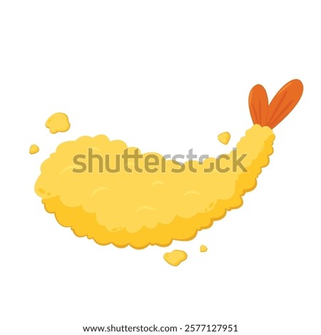 Tempura fried shrimp vector isolated illustration. Tempura fried shrimp on white background.