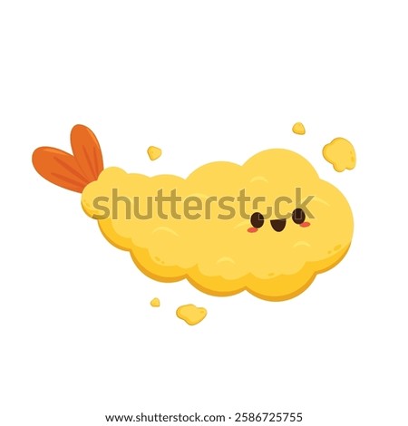 Tempura fried shrimp vector isolated illustration. Tempura fried shrimp on white background.